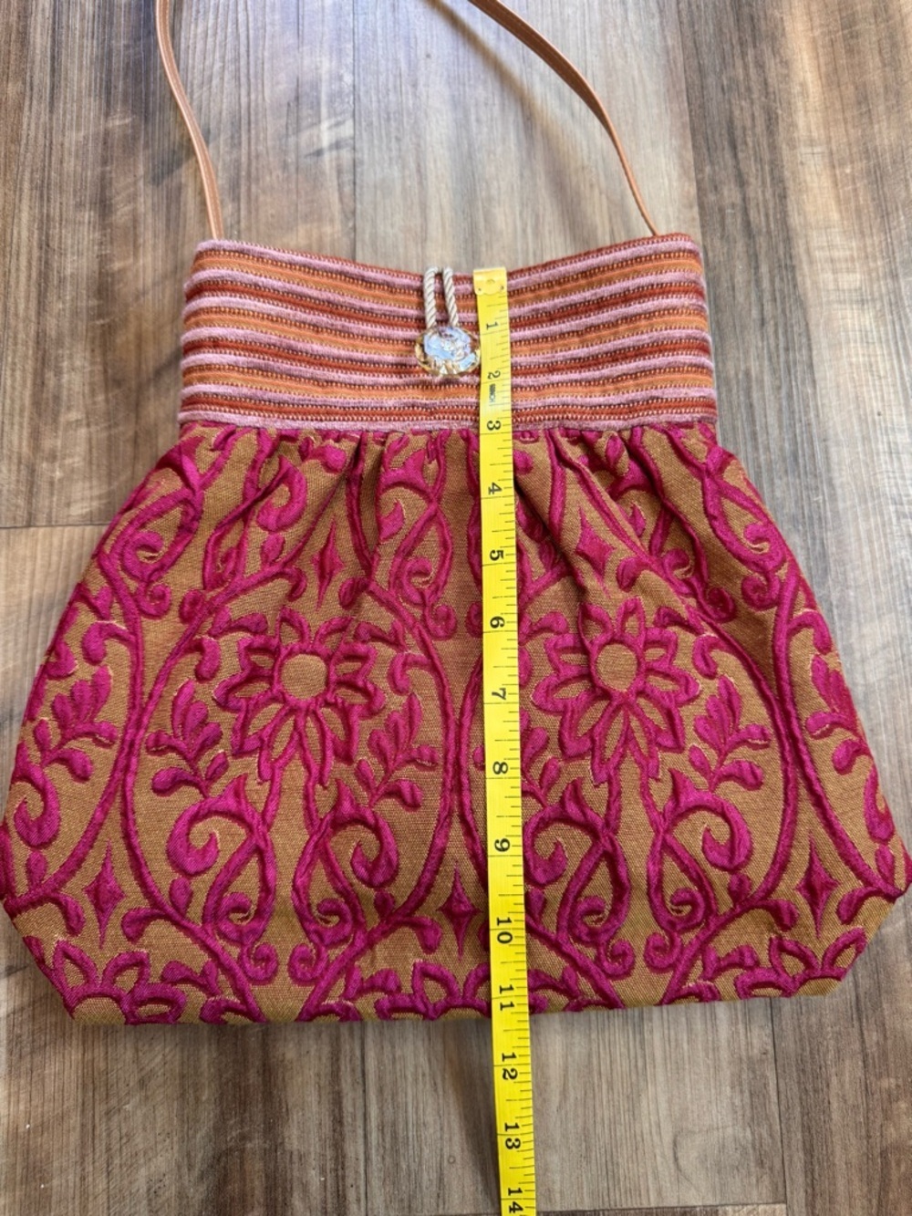 Vintage Dorit Collection Embroidered Floral Pink Bag, Made in USA - Picture 8 of 15
